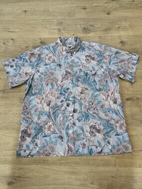 Yiume Shirt Mens 2XLarge Hawaiian Colorful Plants Floral Button Up Aloha Beach